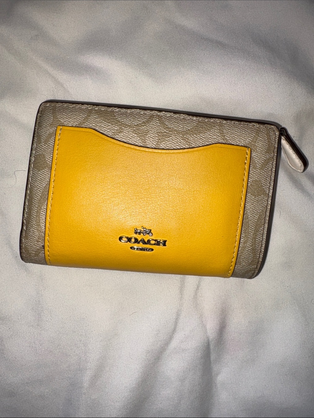 Coach Yellow Front-Pocket Signature Canvas Zip Wallet